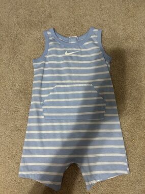 Nike Light Blue & White Striped Infant Romper